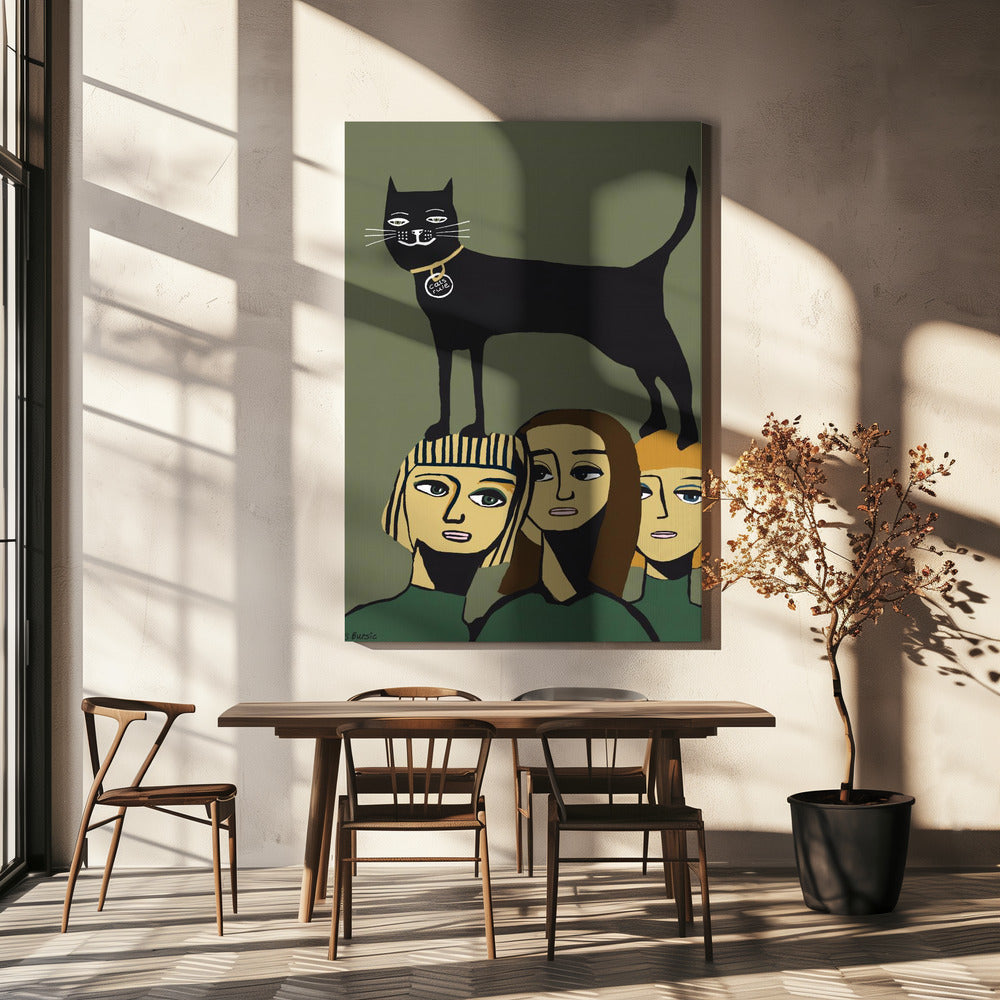Zwarte kat regeert | Canvas