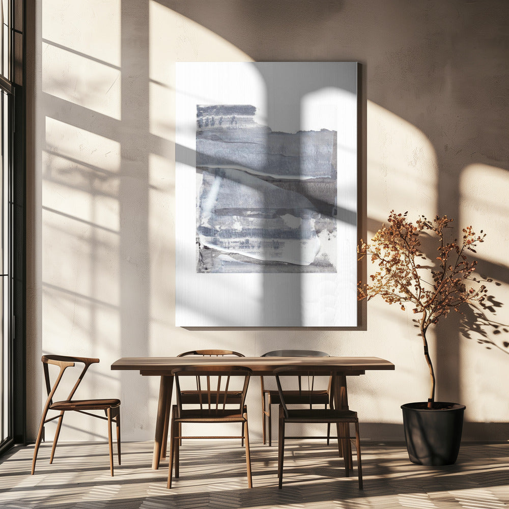 Grijze en witte penseelstreken | Canvas