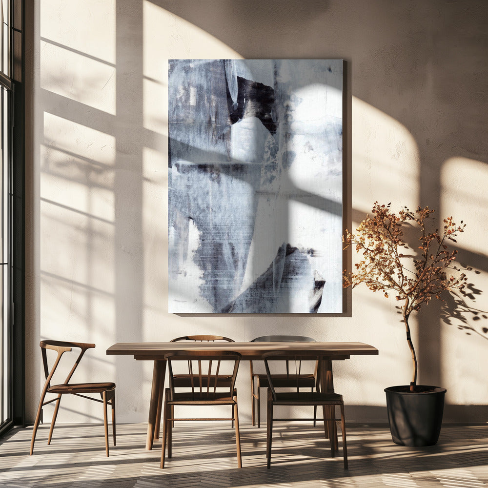 Penseelstreken in monochrome tinten | Canvas
