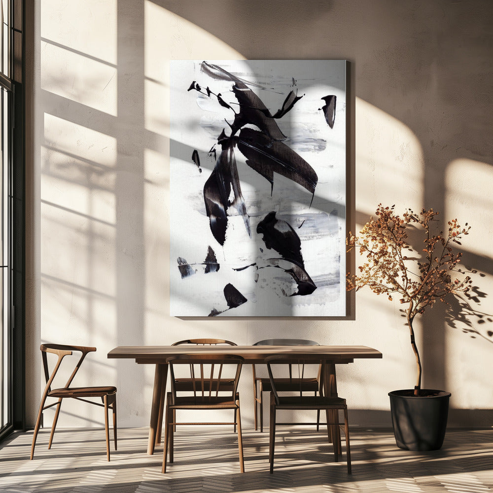 Monochrome dynamische penseelstreken | Canvas