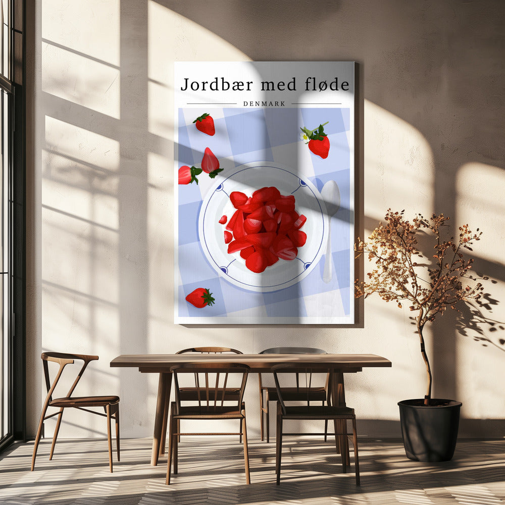Aardbei met slagroom - Denemarken | Canvas