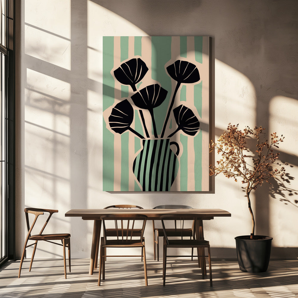 Gestreepte Bloemenvaas | Canvas