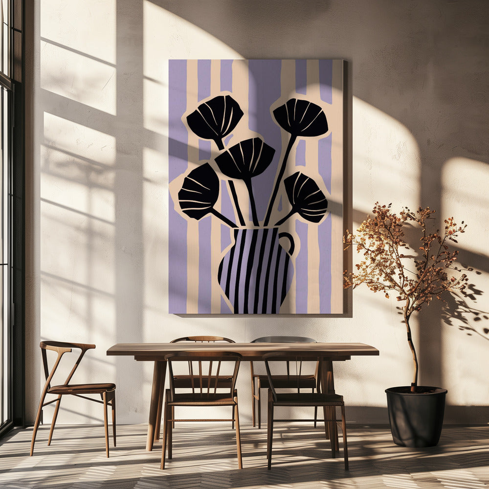 Gestreepte Bloesemvaas | Canvas