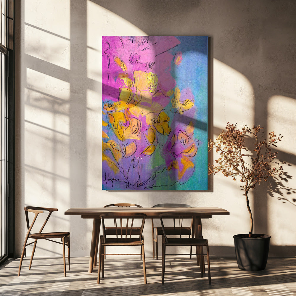 Levendige bloemblaadjes dansen | Canvas