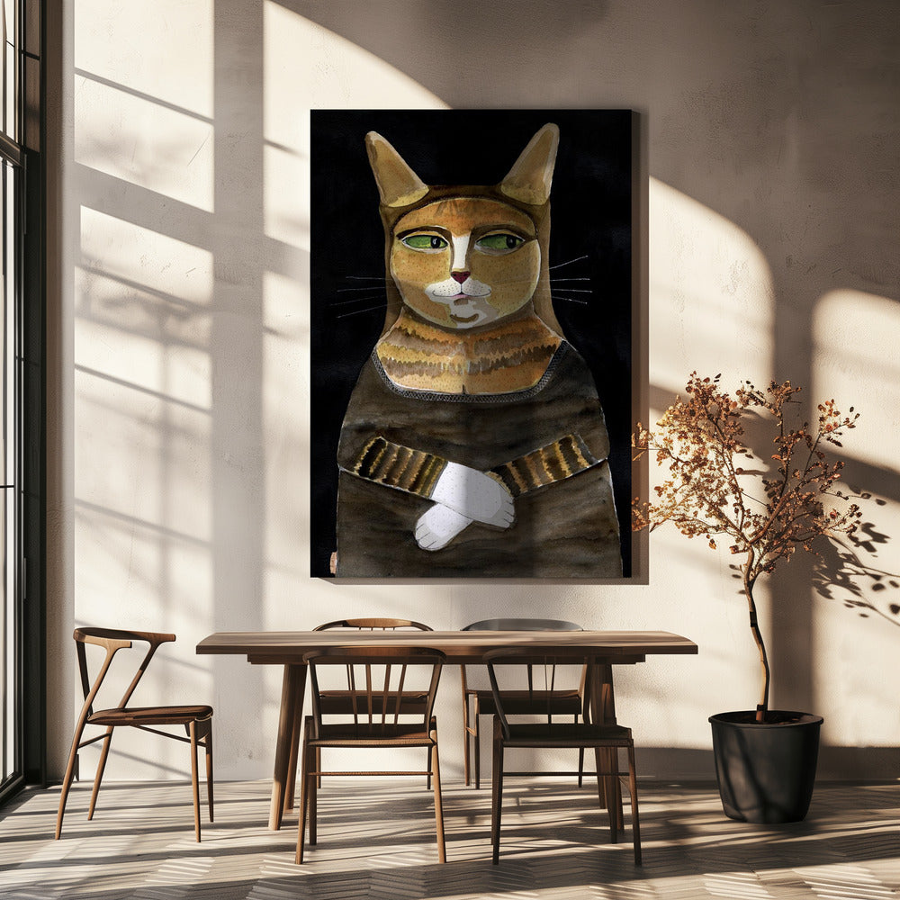 Mona Lisa Kat Grappige Kattenhumor Gember Oranje Kat | Canvas