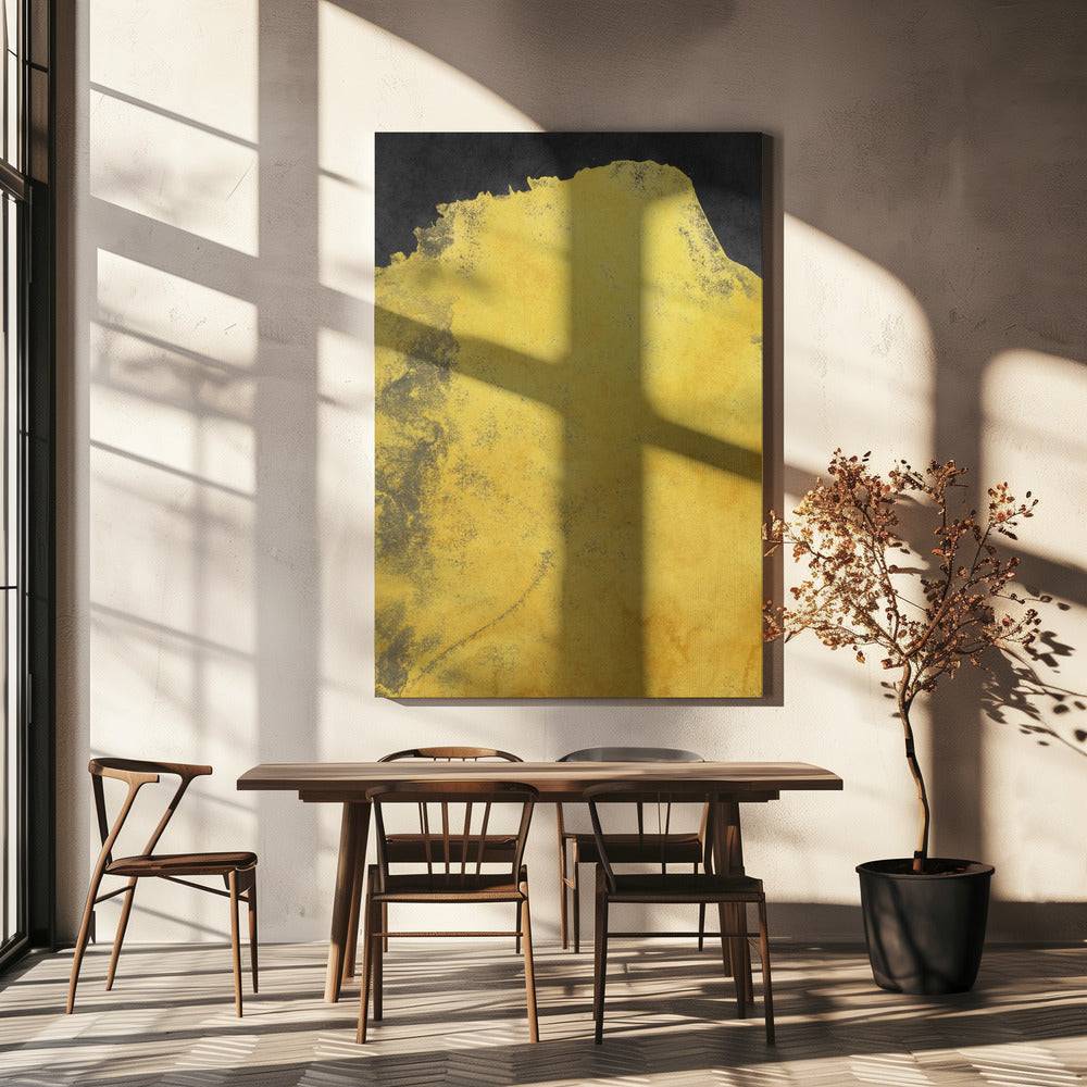 Minimaal landschap zwart en geel 01 | Canvas
