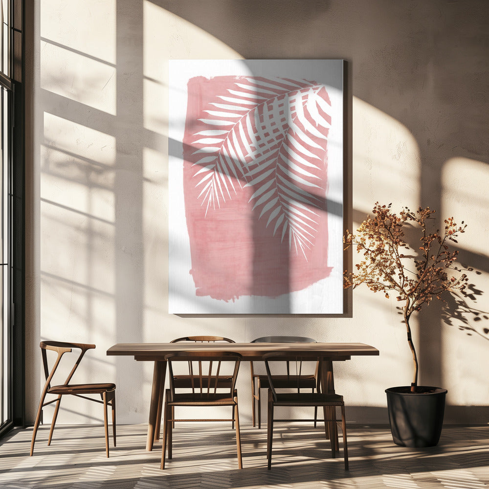 Roze palmbladeren silhouet | Canvas
