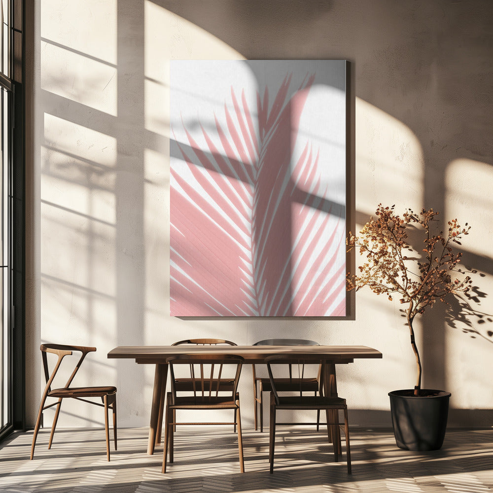 Roze palmbladeren silhouet | Canvas