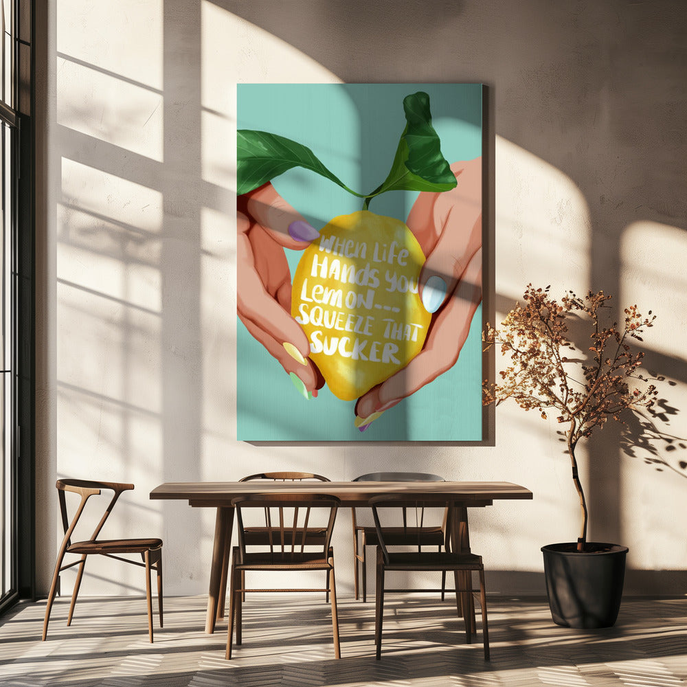 Pers dat citroentje uit | Canvas