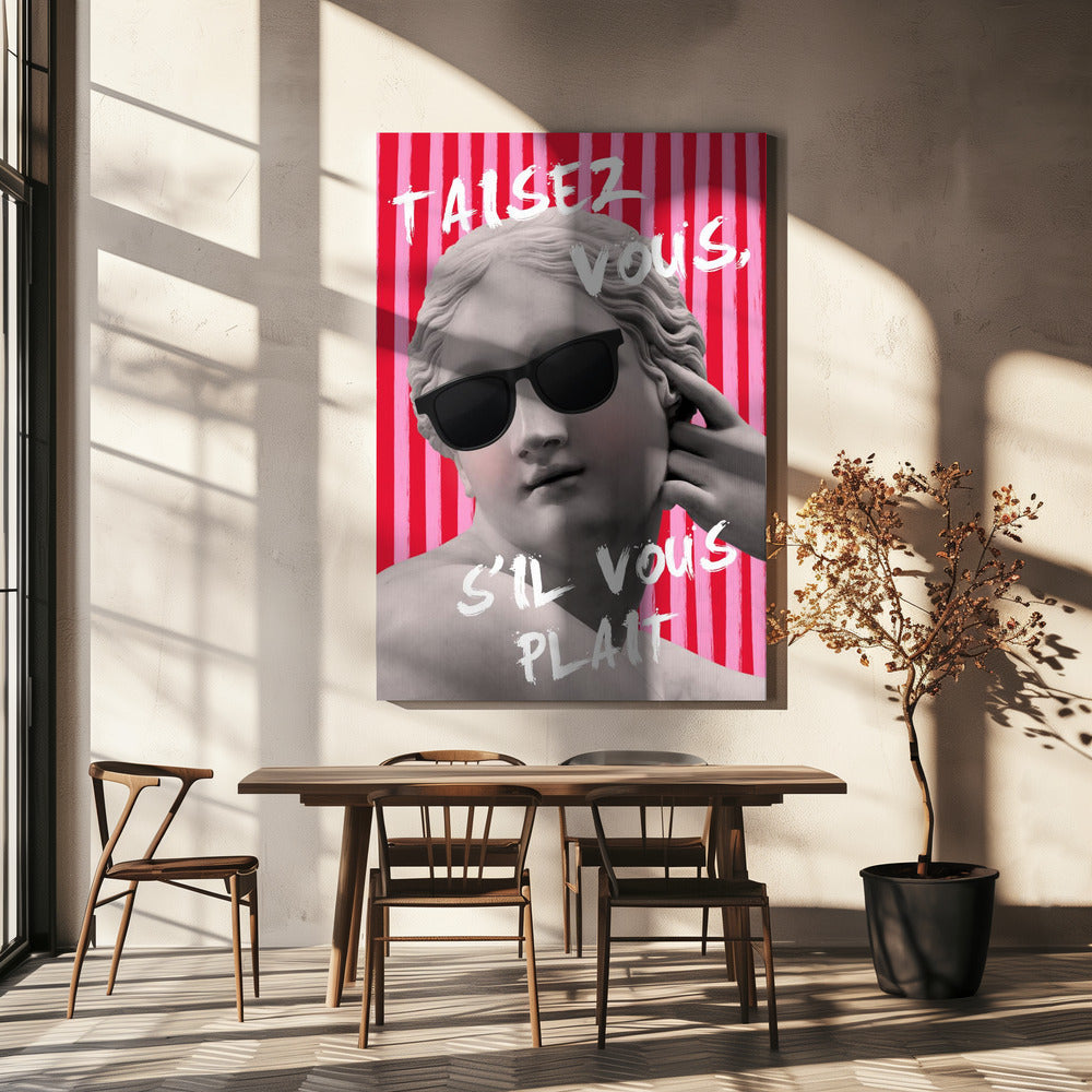 Roze en rood gestreepte Venus | Canvas