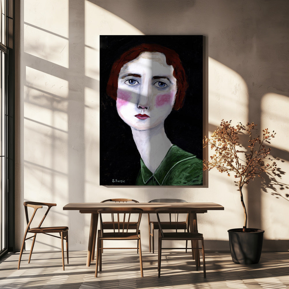 Vintage Vrouw met roze wangen | Canvas