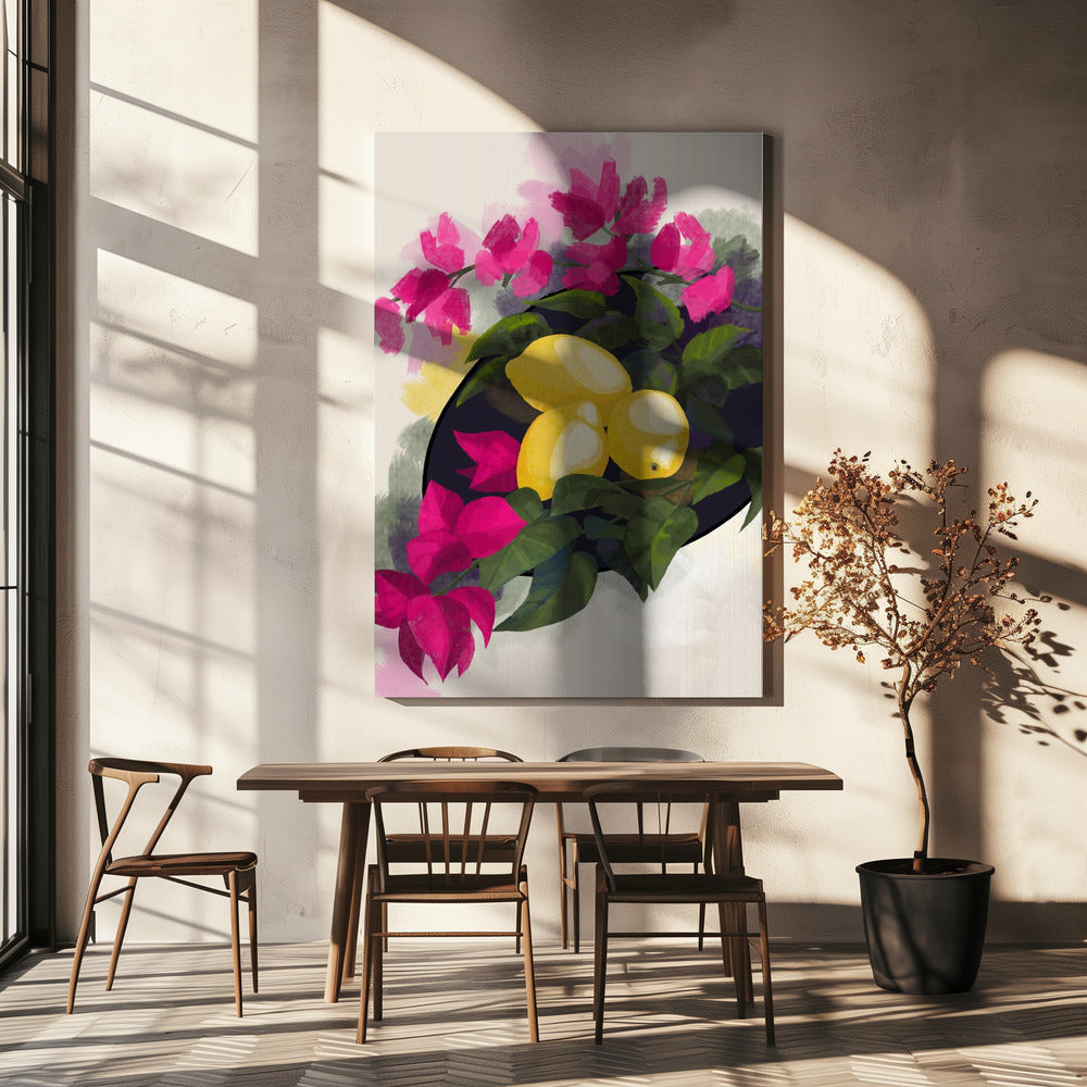 Bougainvillea en citroenen | Canvas