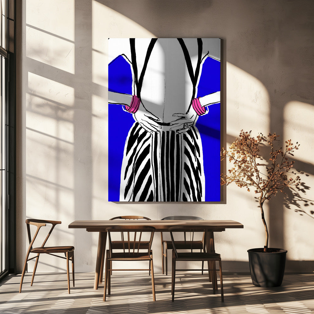 Gedurfde strepen, blauwe achtergrond | Canvas