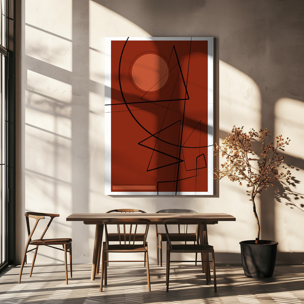 Karmozijnrode geometrie | Canvas