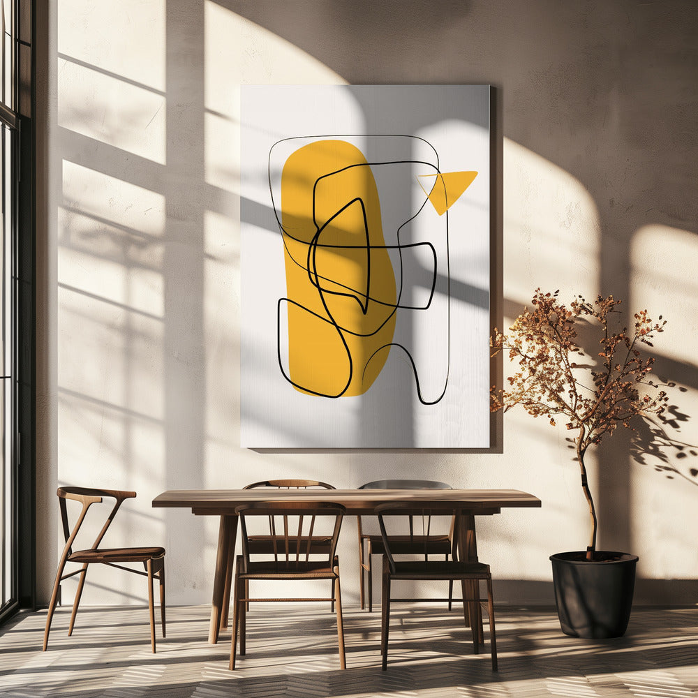Lijn Abstract In Geel | Canvas
