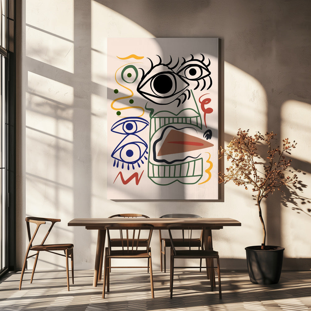 Lijnkunst Bizarre Totem | Canvas
