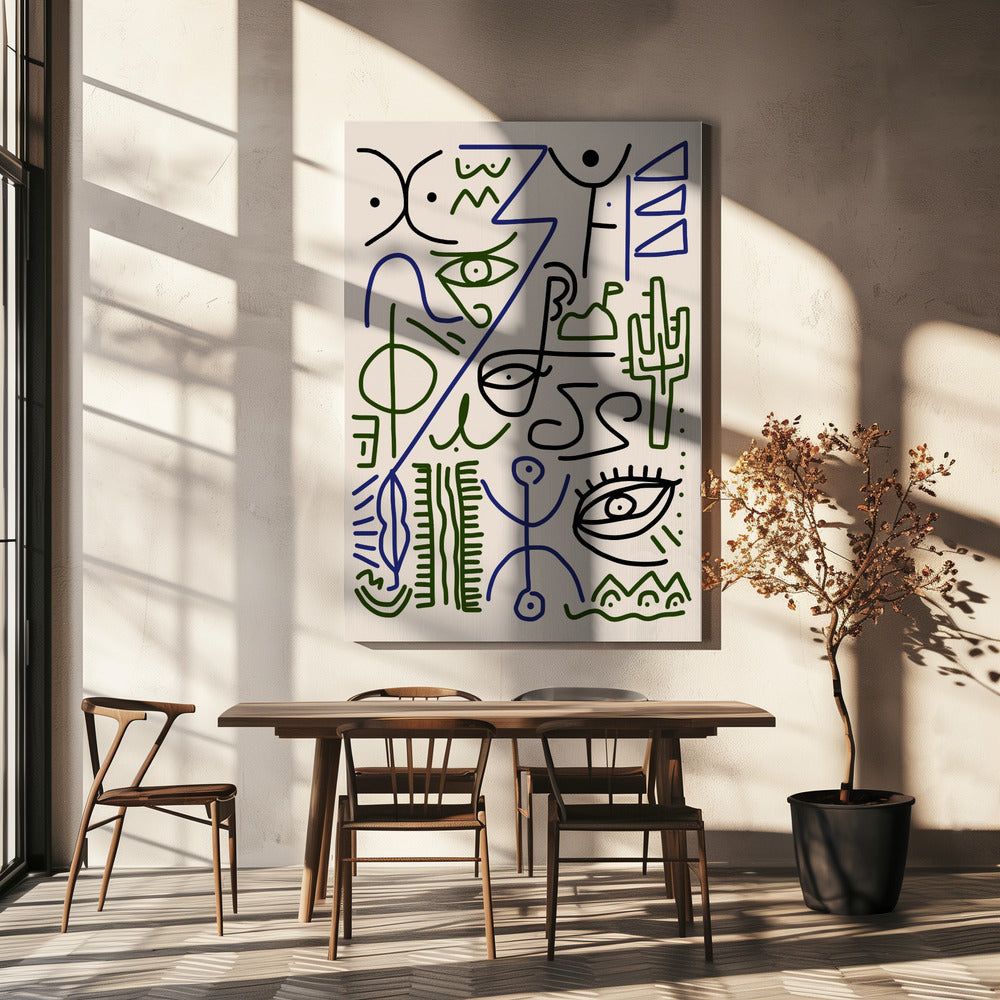 Lijnkunst Bizar Dorpssymbool | Canvas