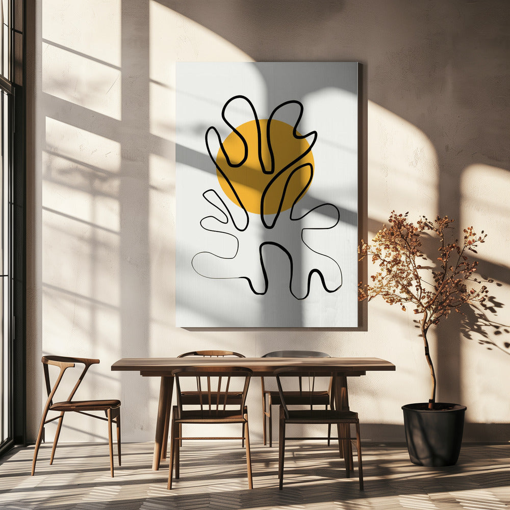 Minimalistisch koraal en zon | Canvas