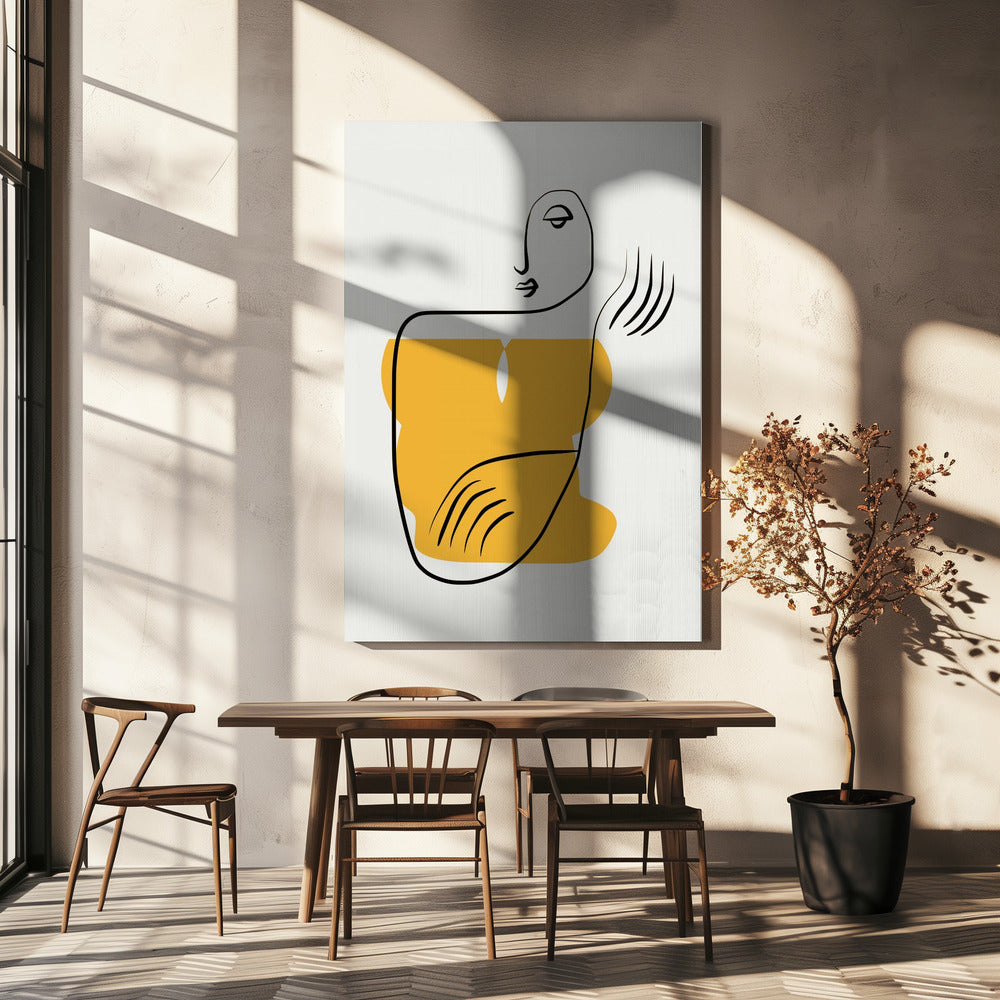 Abstracte lijntekening van een persoon | Canvas