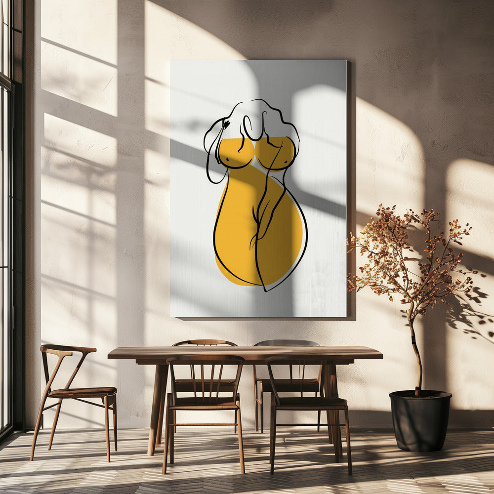 Vrouwelijke vorm in levendig geel | Canvas