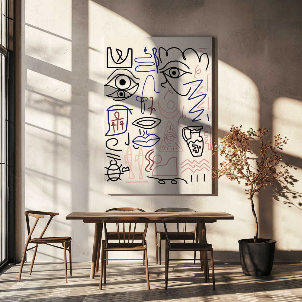 Lijntekening grot | Canvas