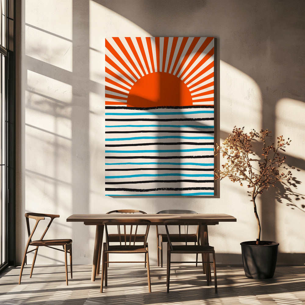 Rode Zon en Zee | Canvas