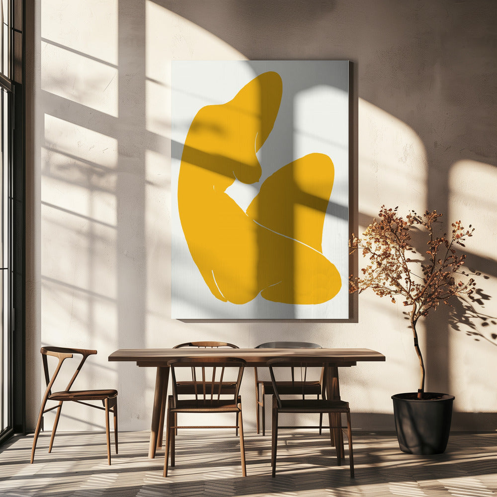 Geel silhouet van een vrouwenfiguur | Canvas