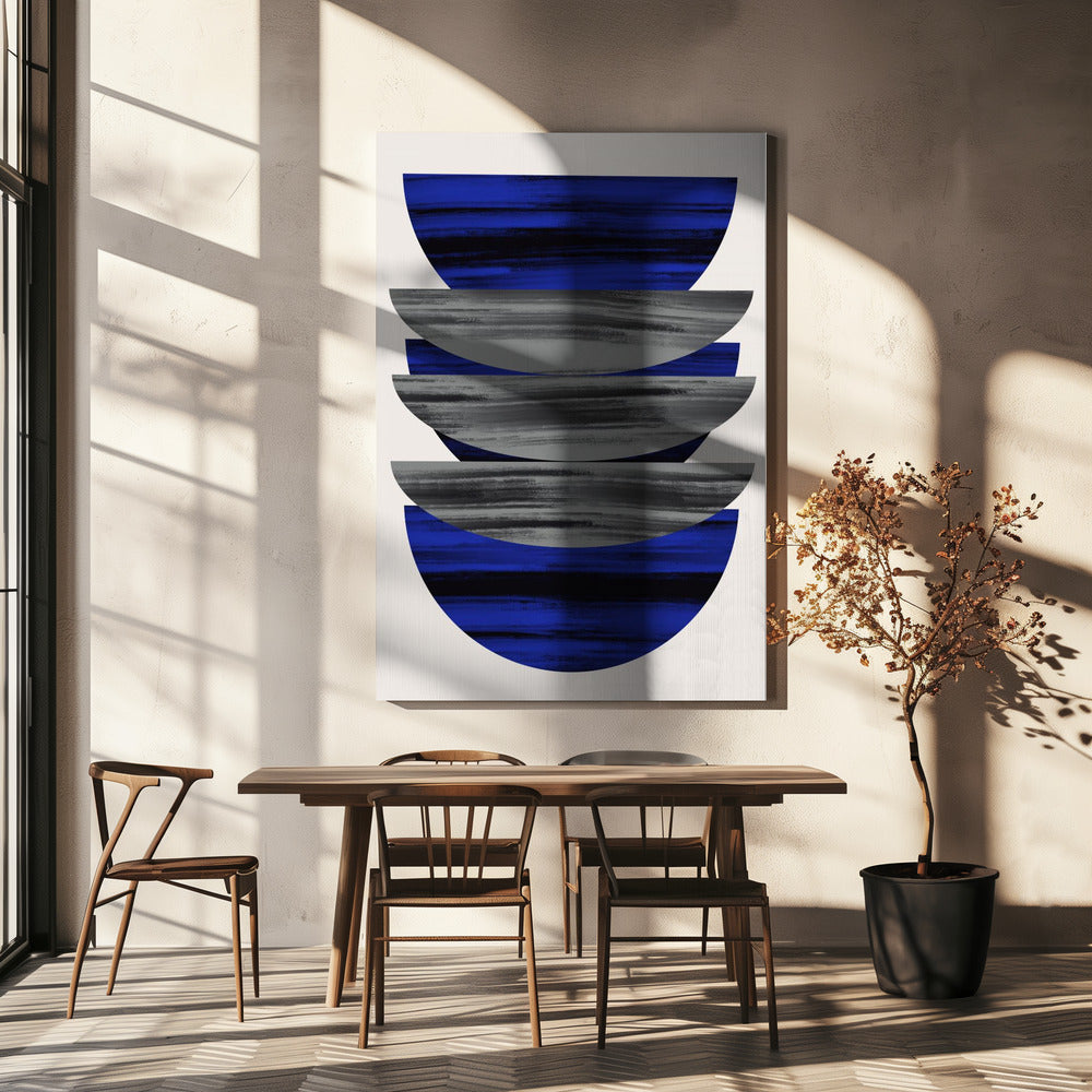 Scandinavisch in blauw en zwart | Canvas