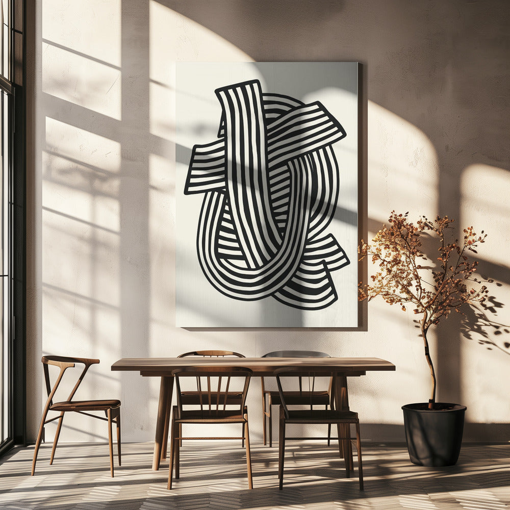 Gestreept abstract in zwart | Canvas