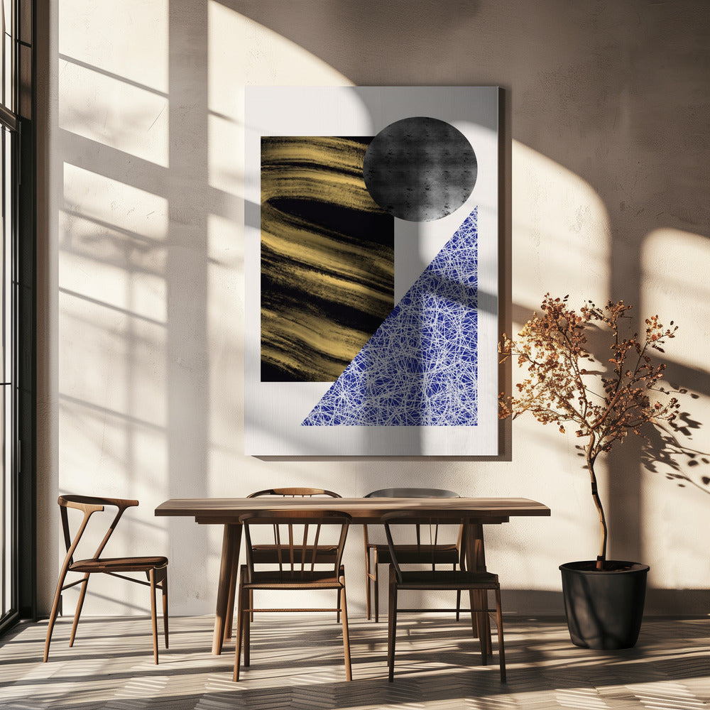 Geometrische vormen met een zwart-gouden textuur | Canvas