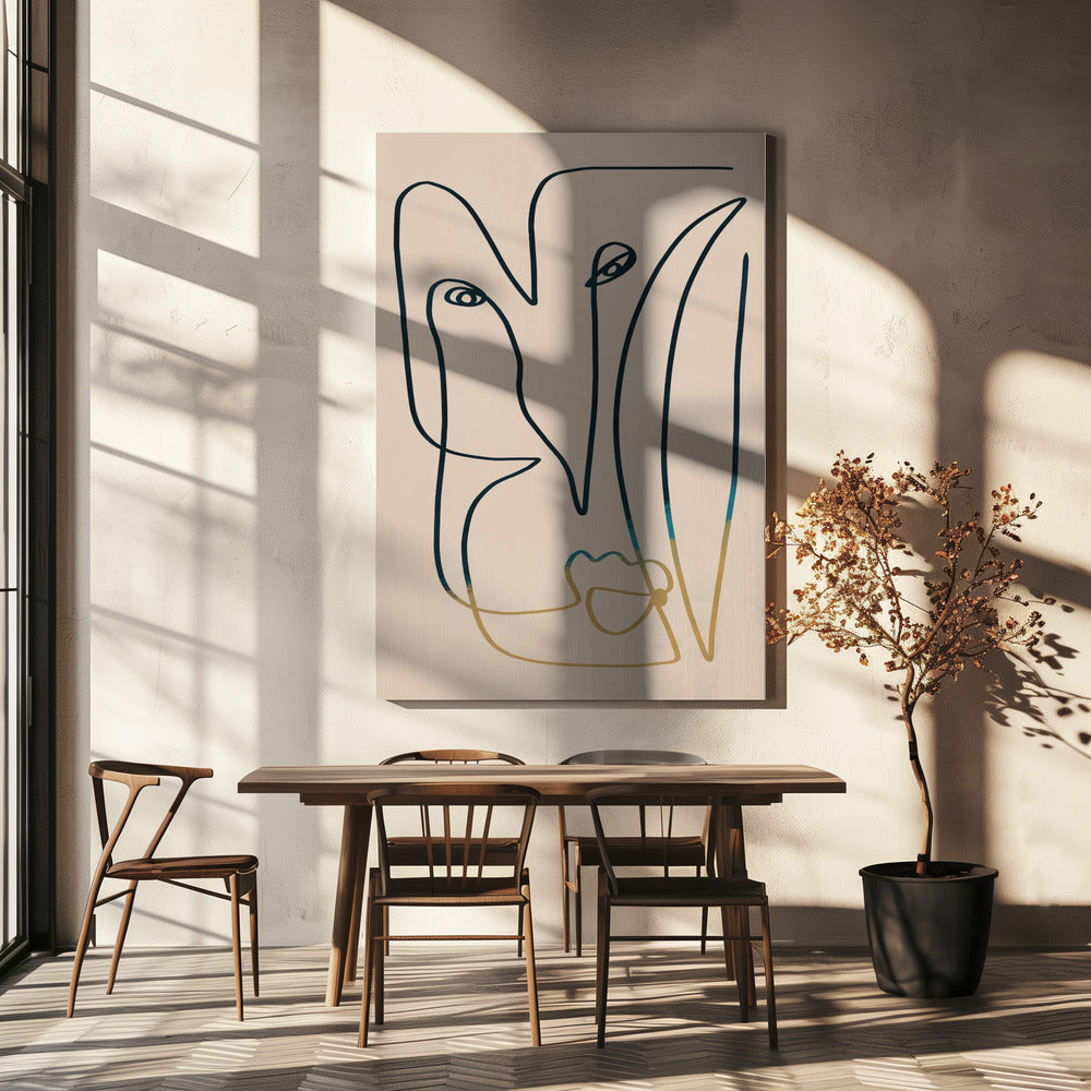 Lijnkunst Gezicht | Canvas