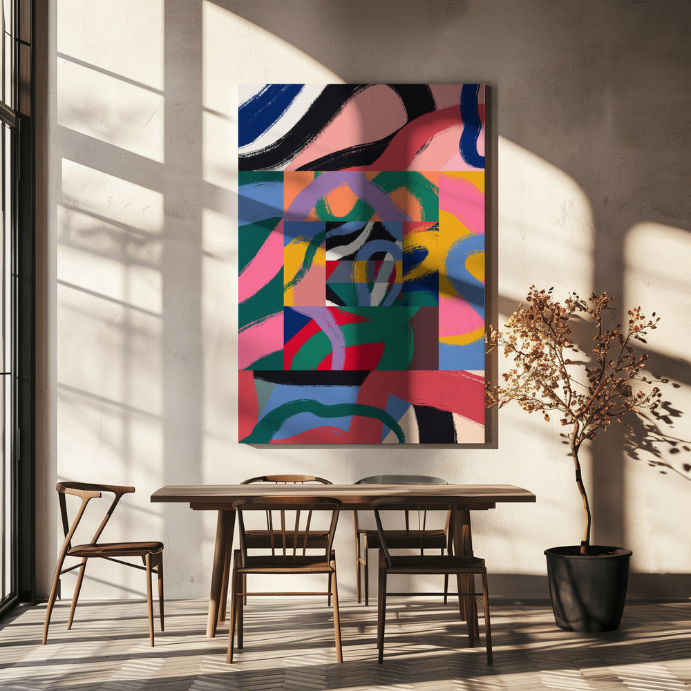 Kleurrijke lijn lint abstract | Canvas