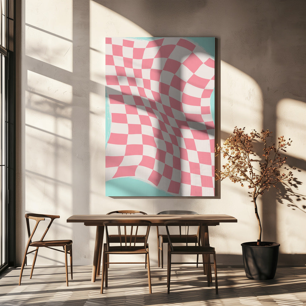 Geribbelde geblokte golf | Canvas