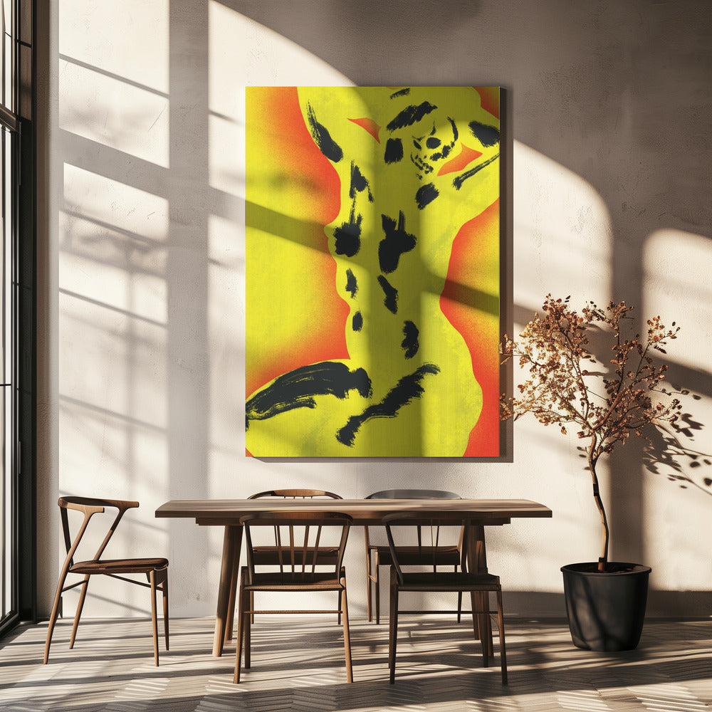 Gele schedel naakt | Canvas