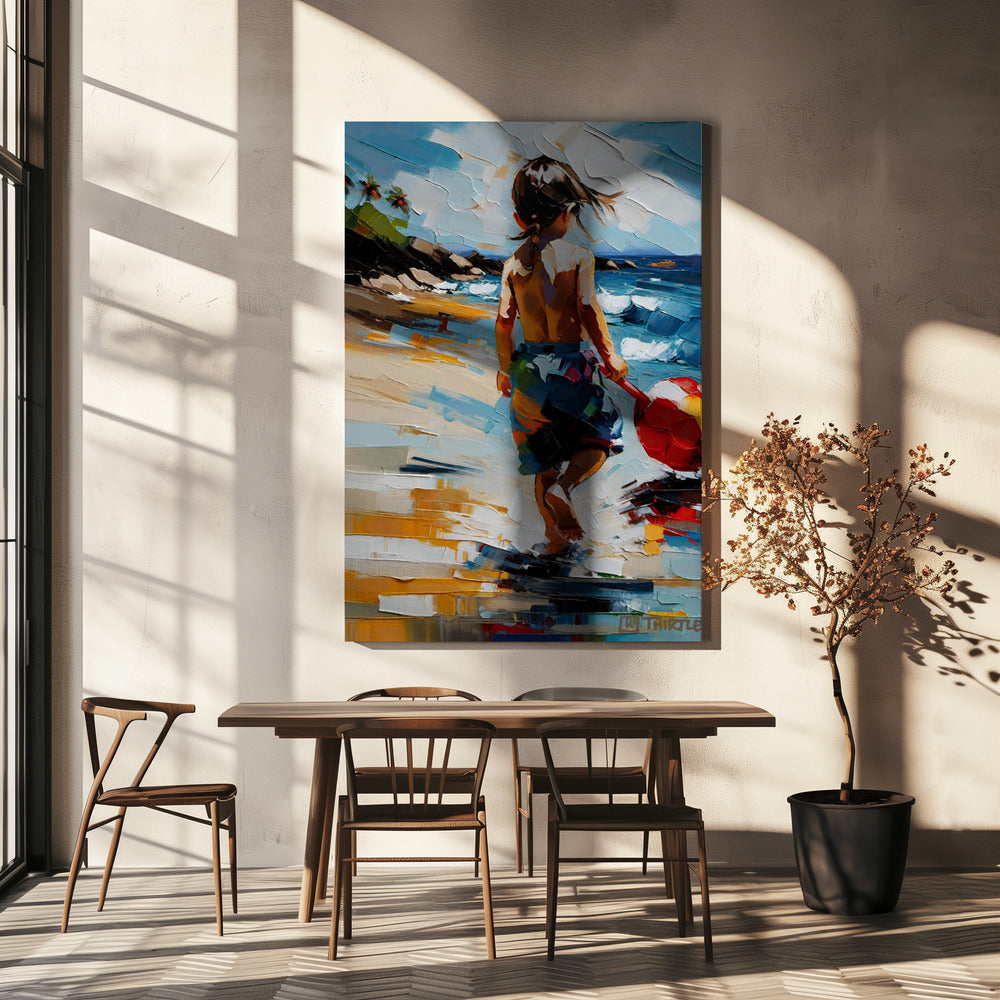 Jongen op het strand | Canvas