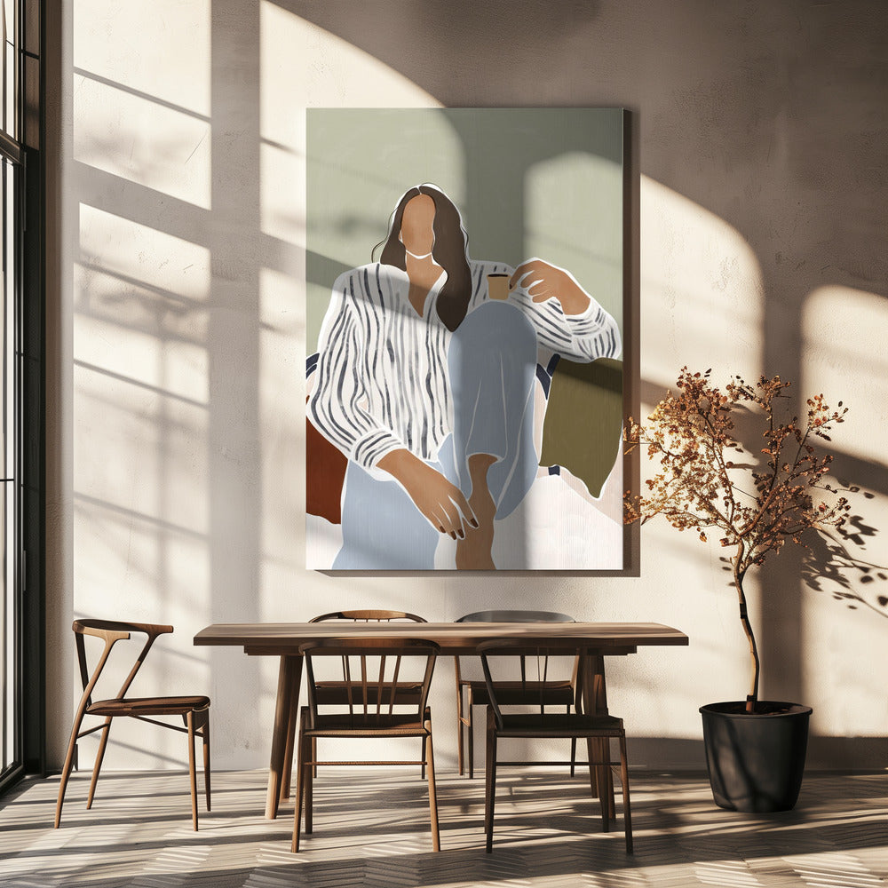 Vrouw geniet van een kopje espresso | Canvas