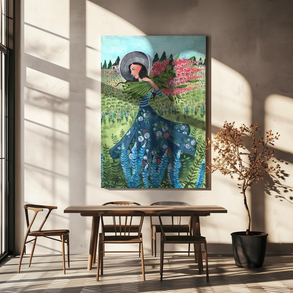 Wandelen met veldbloemen | Canvas