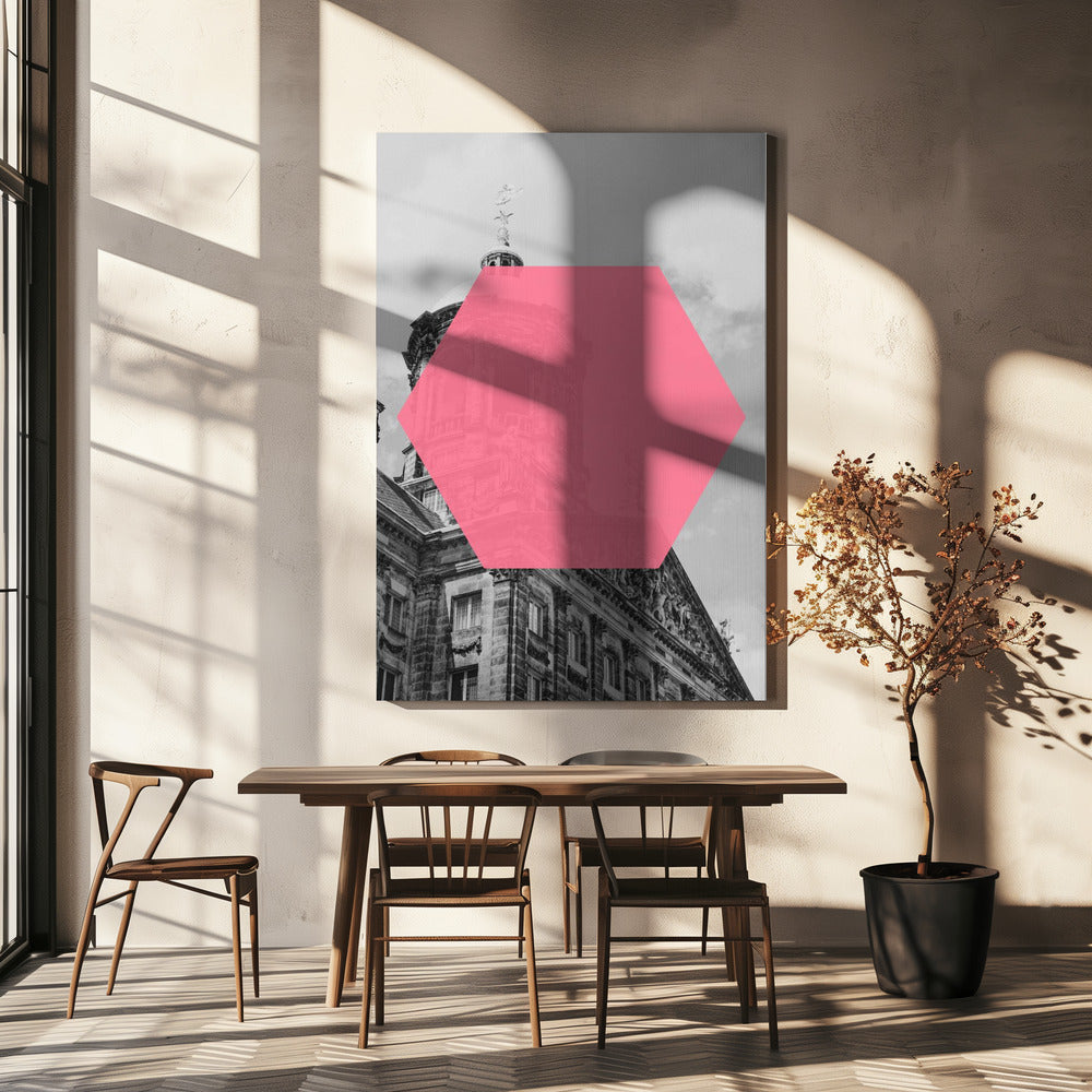 Hexagon over geschiedenis | Canvas