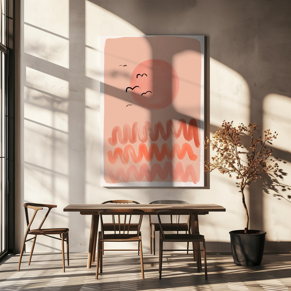 Perzikkleurige luchtgolven | Canvas