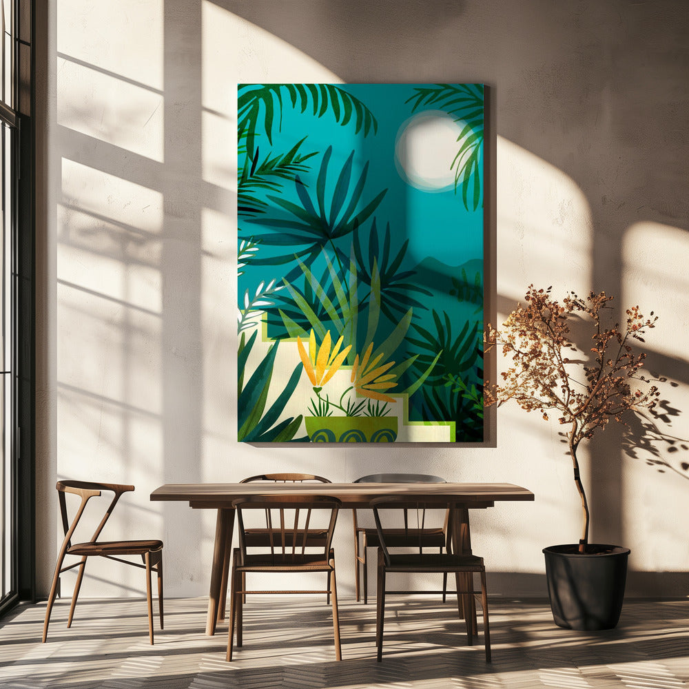 Regenwoud met maanlicht | Canvas