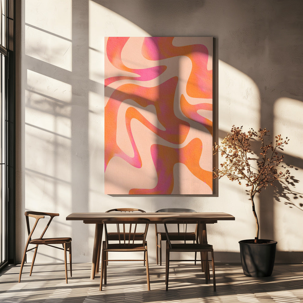 Abstracte golf - Perzikdons | Canvas