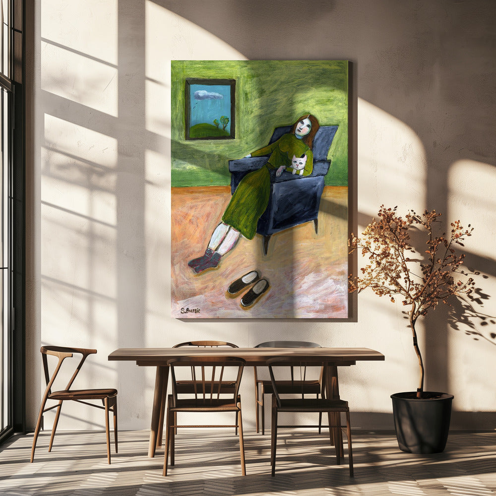 Dame met kat | Canvas