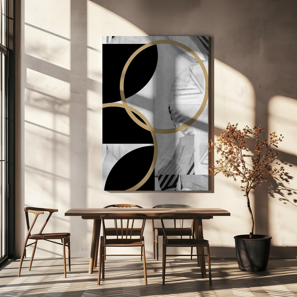Zwart-witte strepen gouden bollen nr. 1 | Canvas