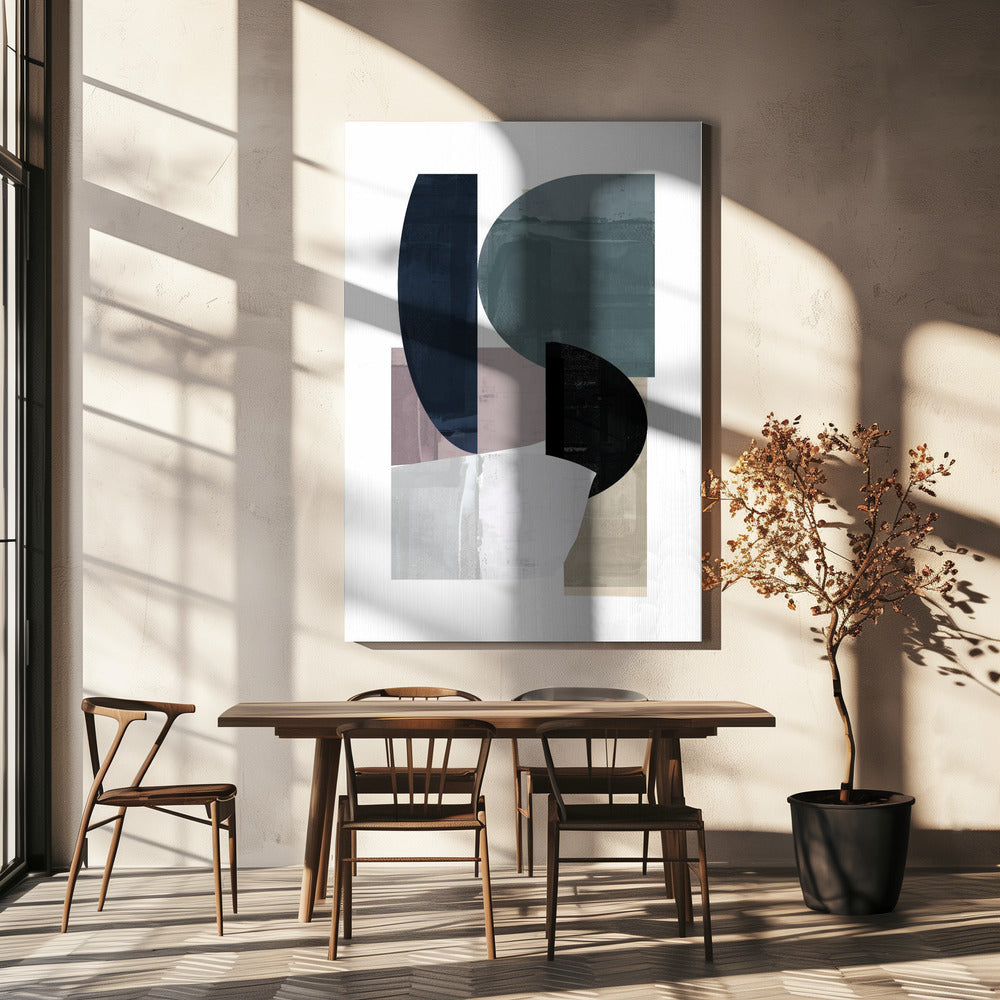 Marineblauwe vormen nr. 3 | Canvas