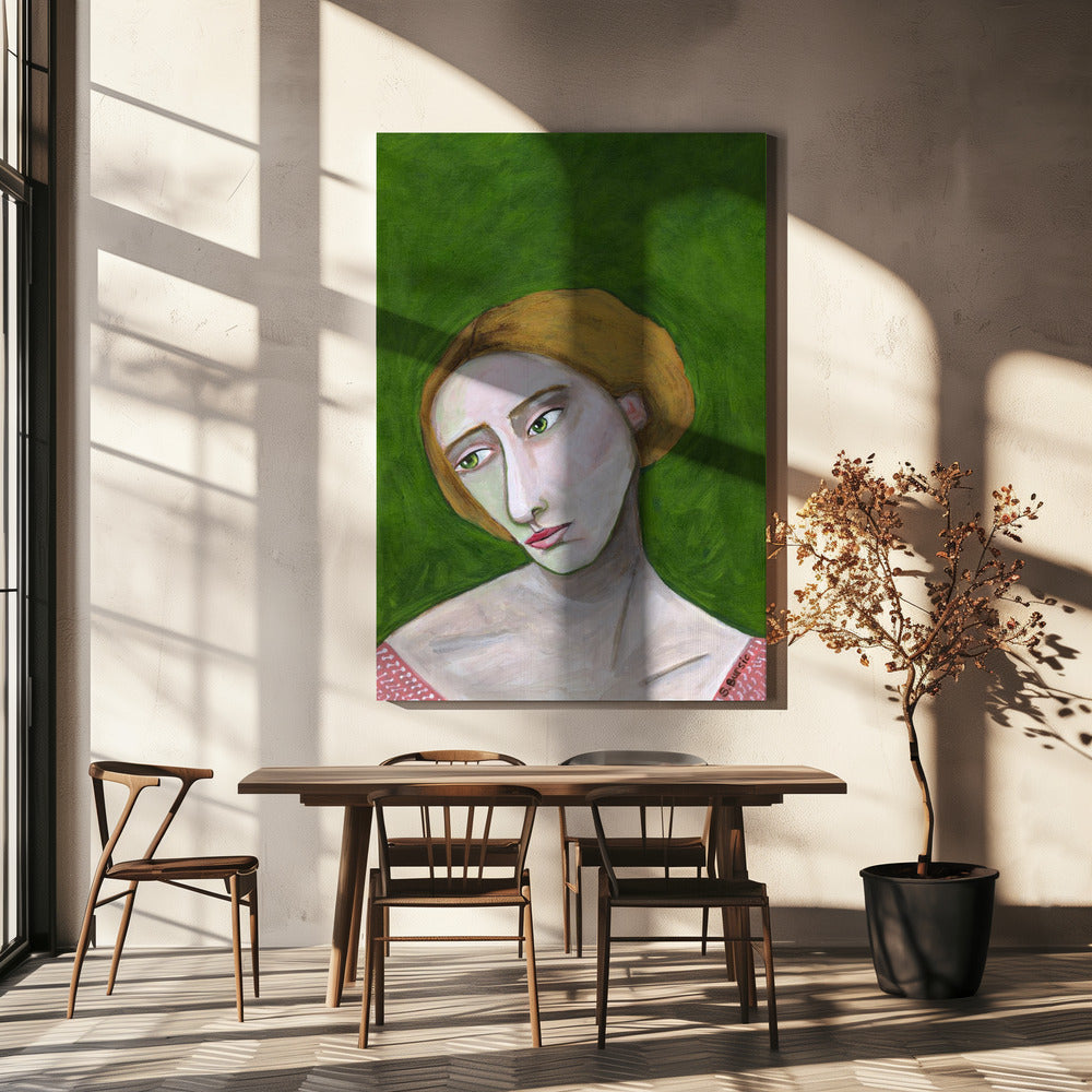 Dame kijkt naar beneden | Canvas