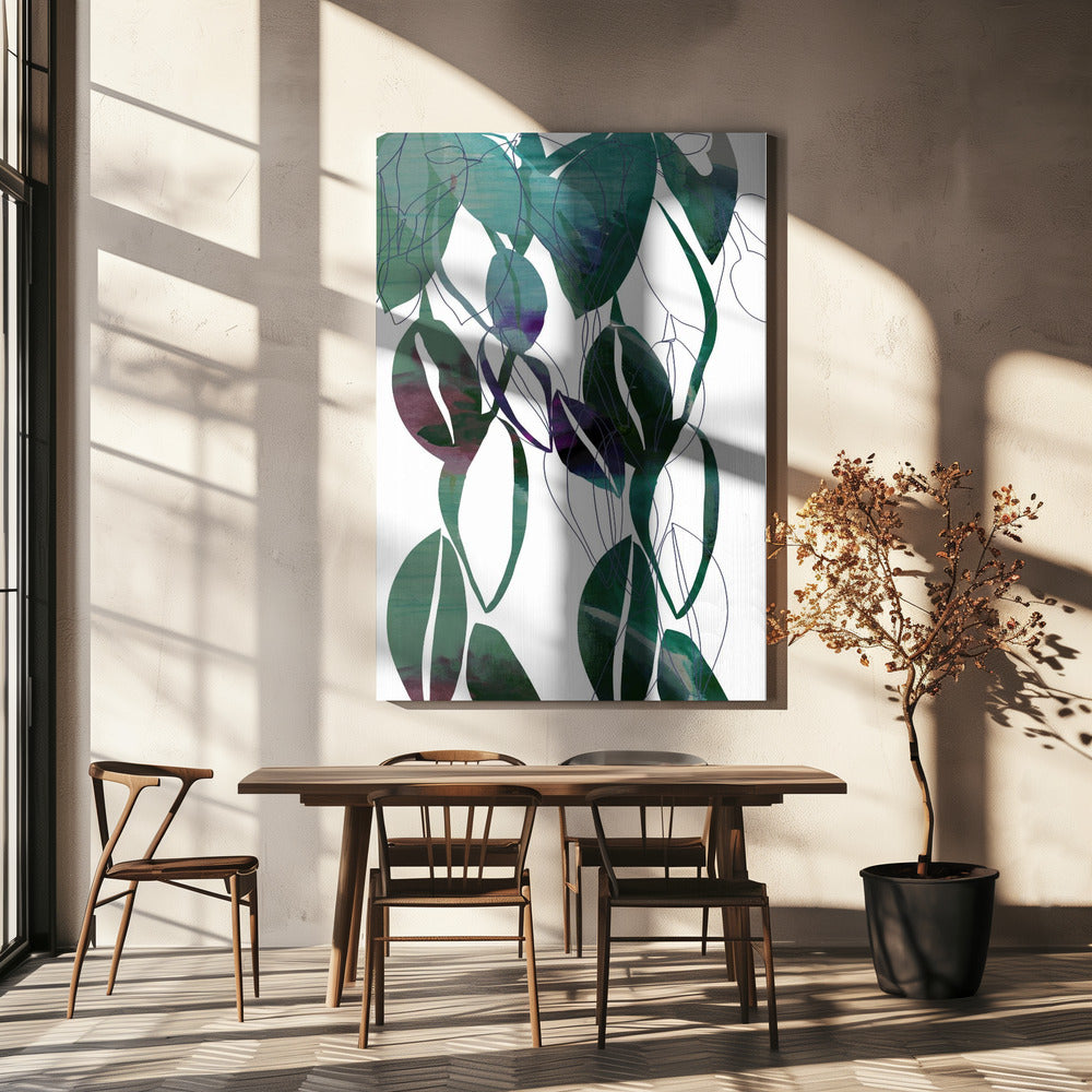 Botanische bladprintkunst in marineblauw 4 | Canvas