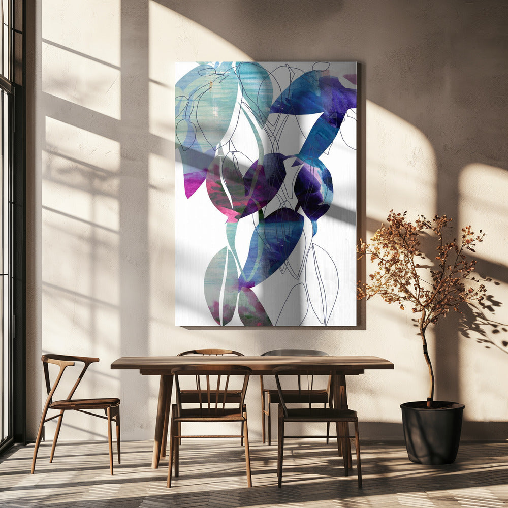 Botanische bladprintkunst in marineblauw 2 | Canvas