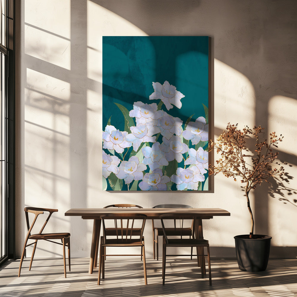 Narcissuss Flowers Turquouise | Canvas