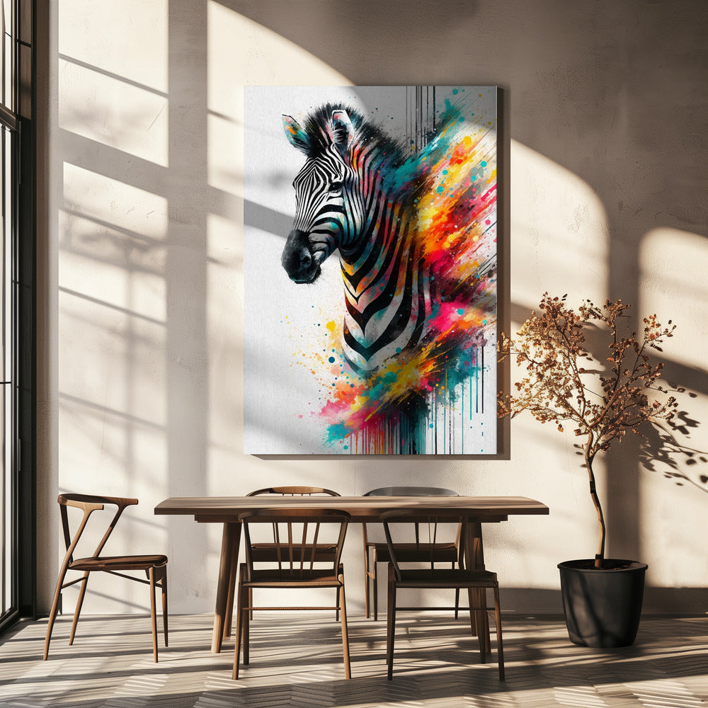 Kleurrijke zebra | Canvas