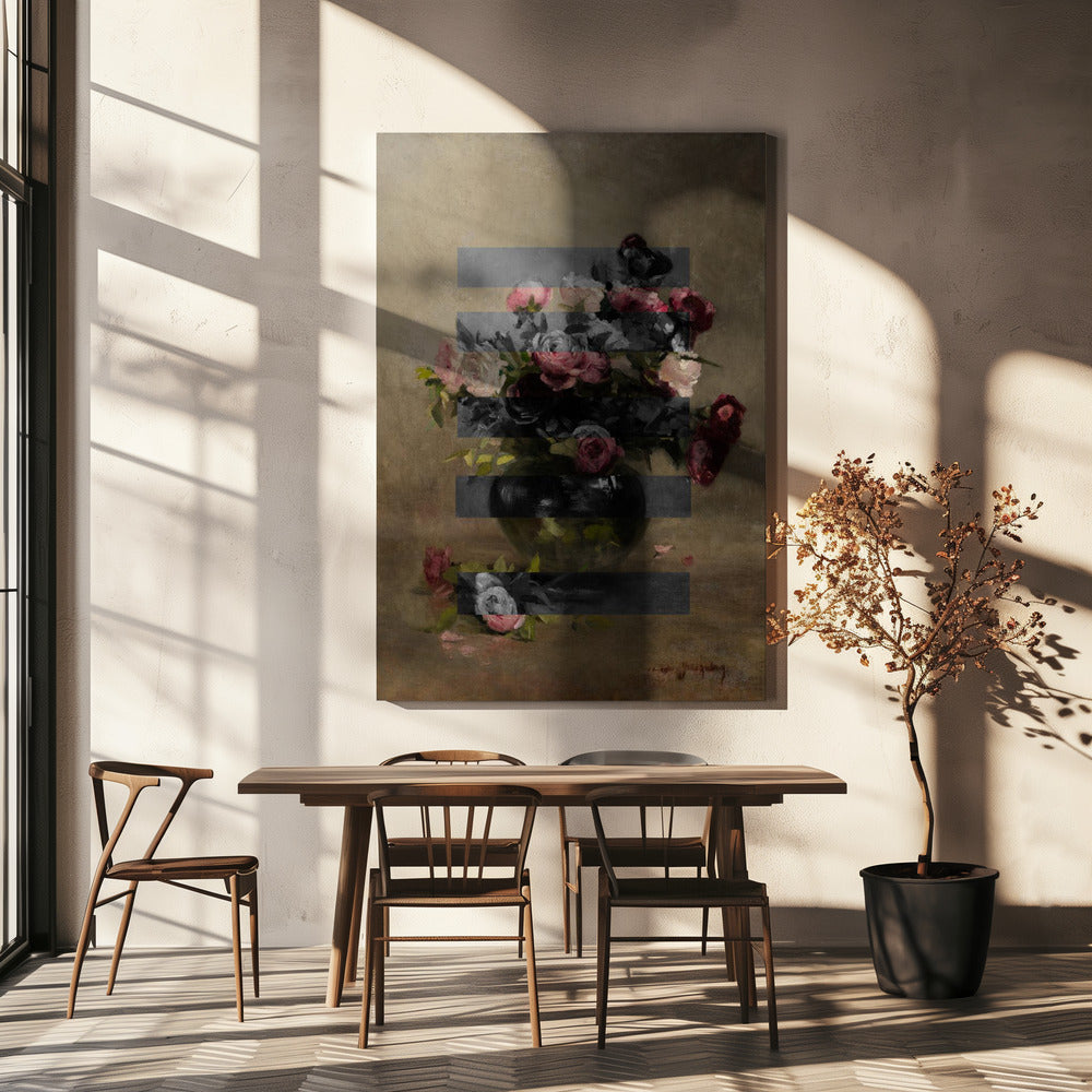 Boeket van vintage olieverfschilderijbloemen, collage | Canvas